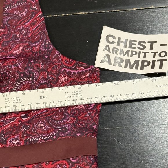 Y2K LOFT Babydoll Womens Size 12 Burgundy Paisley Romance Satin Ruffle Cami Top - Picture 9 of 10